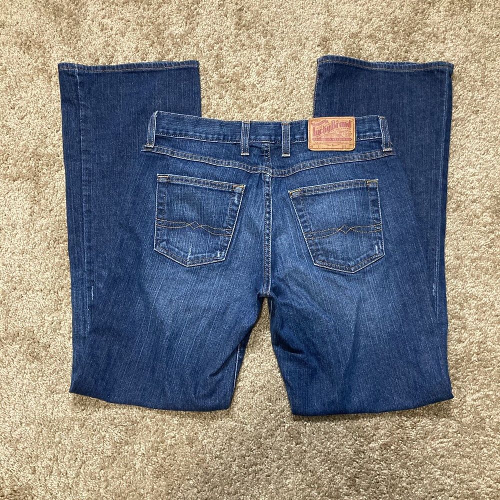 Lucky Brand Size 6 28 Mid Rise Flare Distress Women Denim Blue Jeans Pants